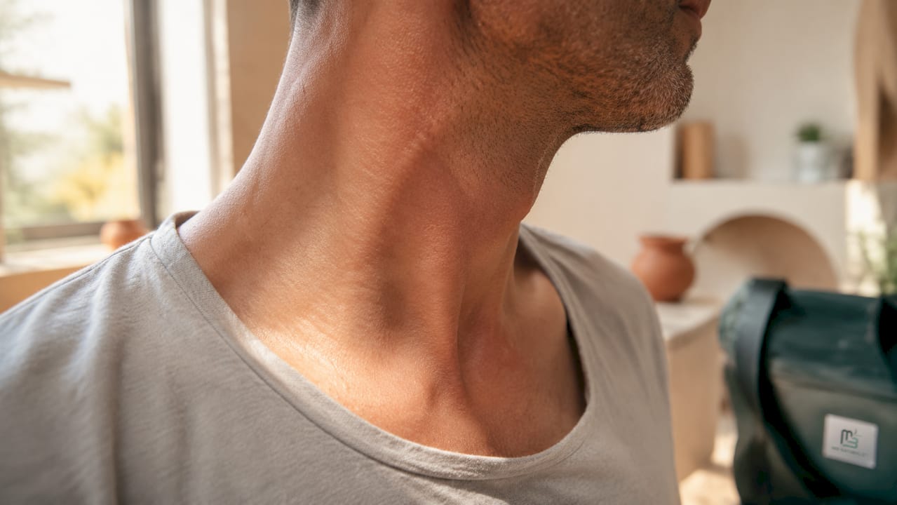 Close-up of neck and chest skin texture