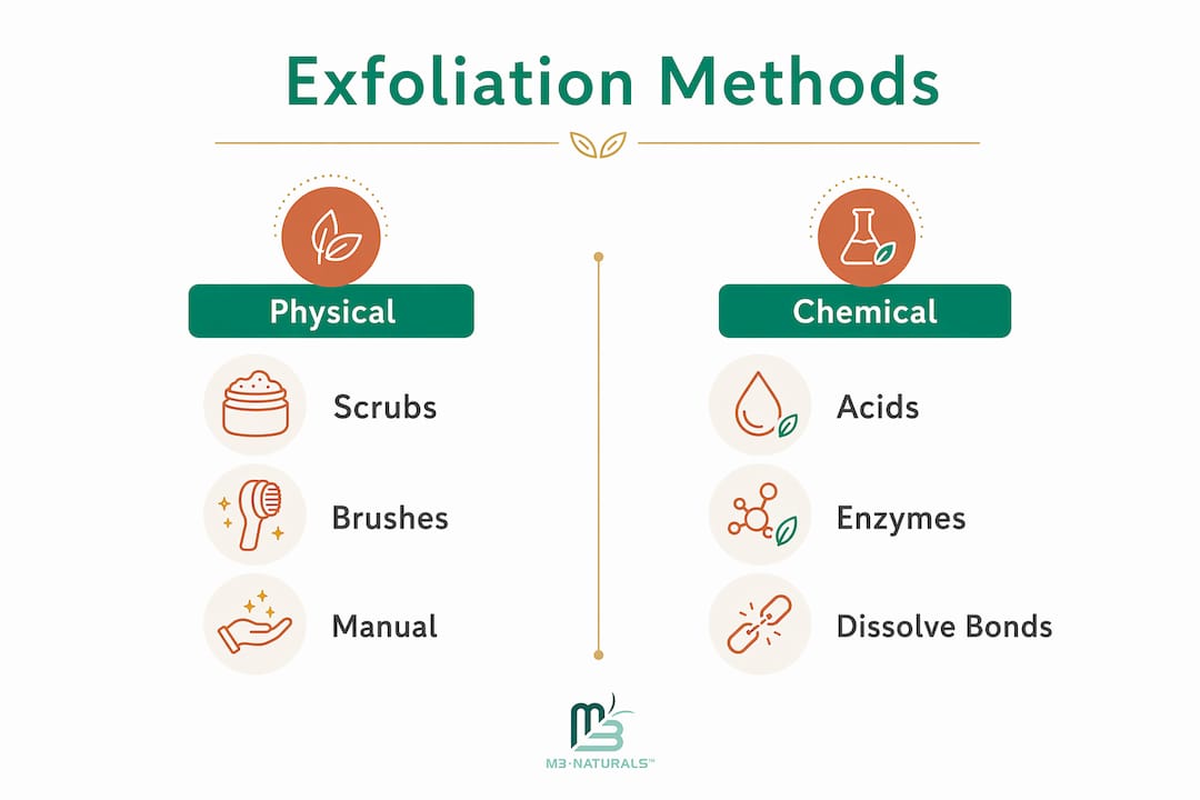 Infographic comparing physical and chemical exfoliation