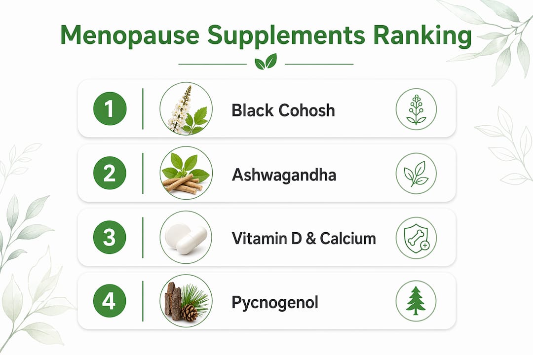 Infographic ranking menopause supplements effectiveness