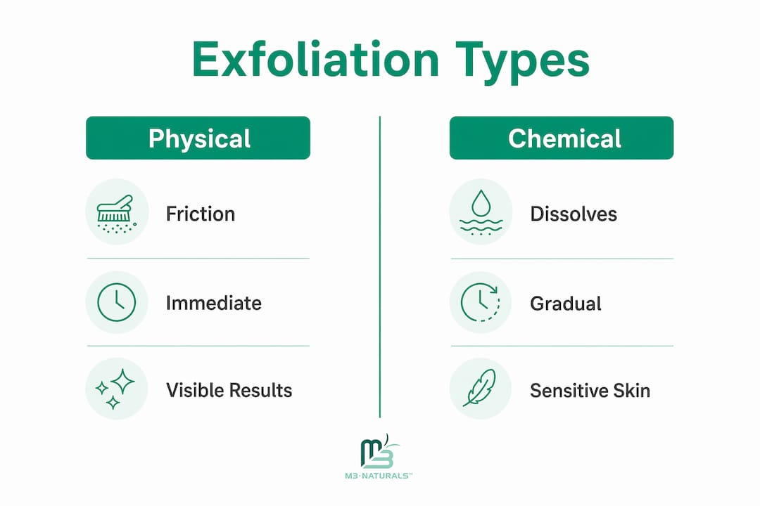 Infographic comparing physical and chemical exfoliation