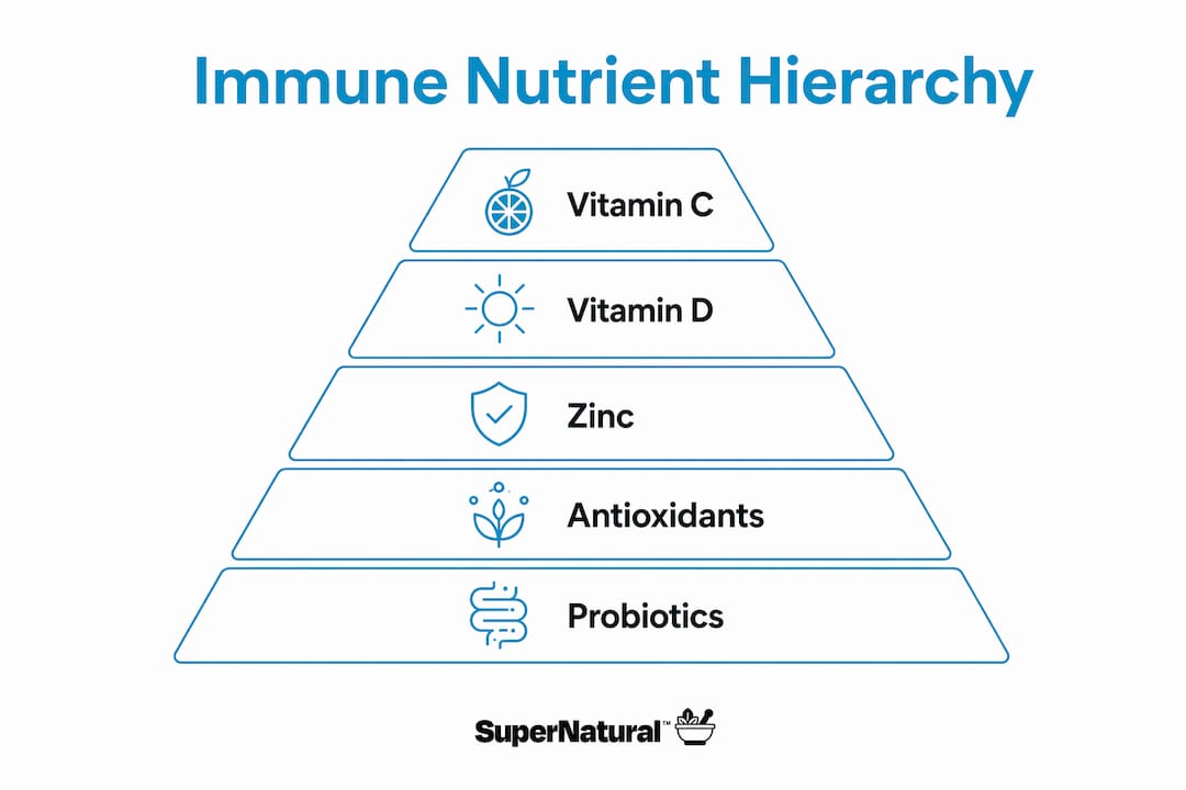 Infographic showing hierarchy of immune-supporting nutrients