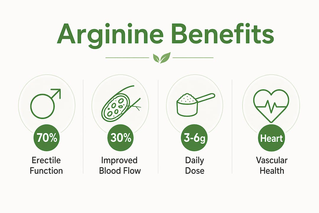 Infographic showing key arginine benefits statistics