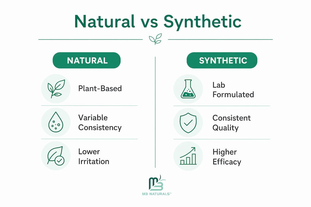 Infographic comparing natural and synthetic skincare