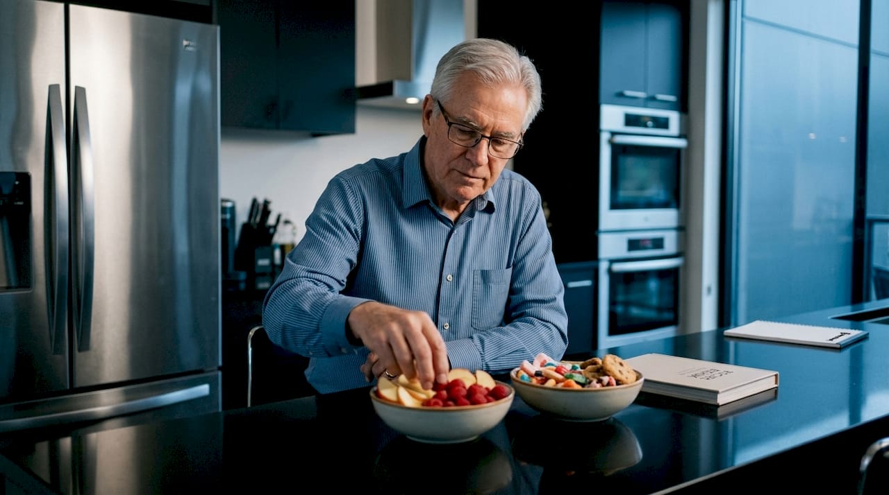 Senior choosing brain healthy dietary options