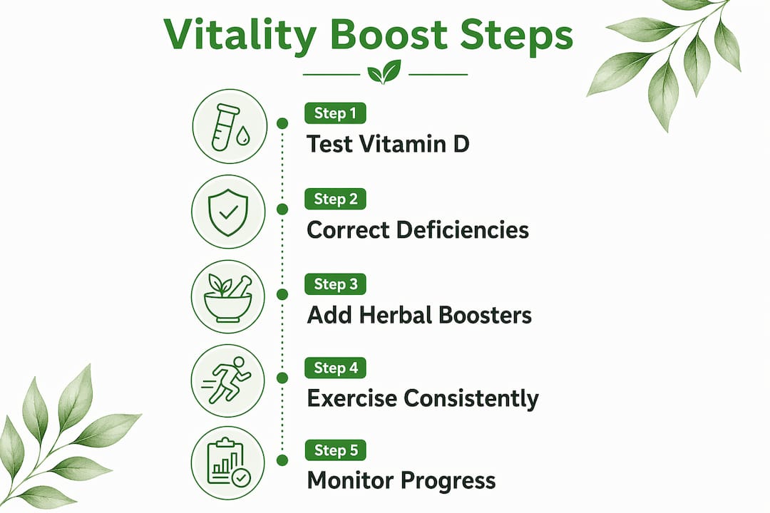 Infographic outlining step-by-step male vitality supplement protocol