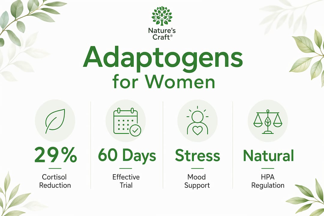 Infographic showing adaptogens benefits for women