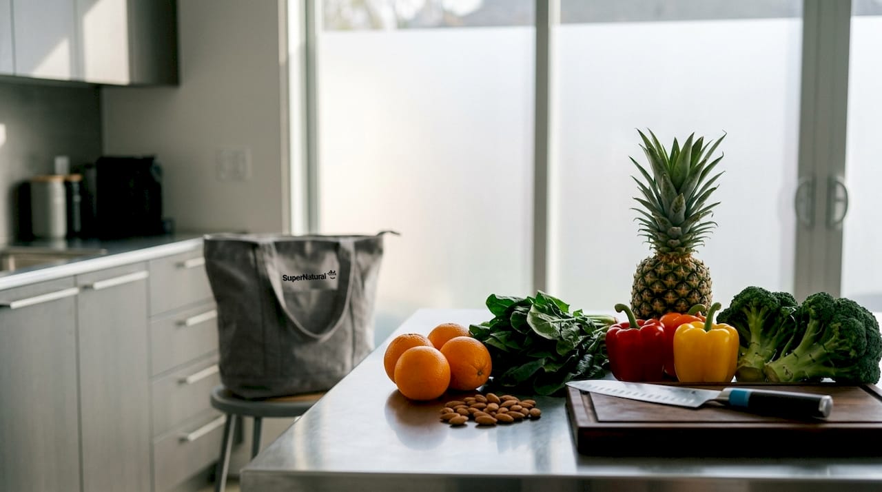 Close-up of fresh immune-boosting fruits and vegetables