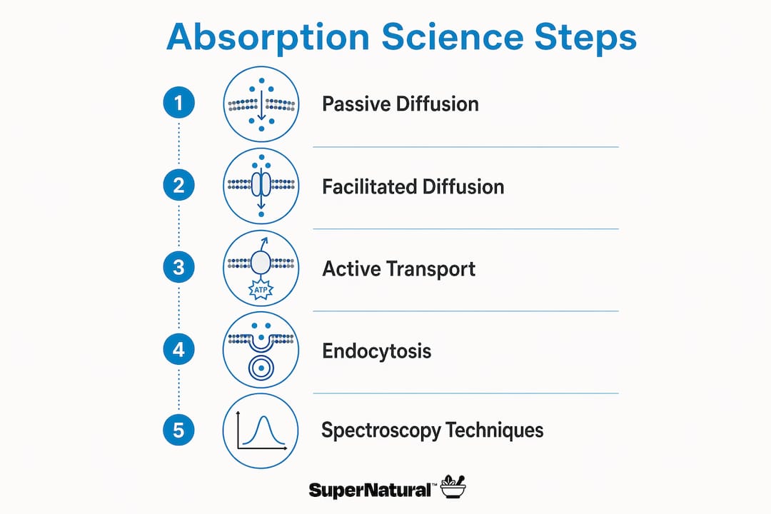 Vertical flow infographic illustrating absorption science steps