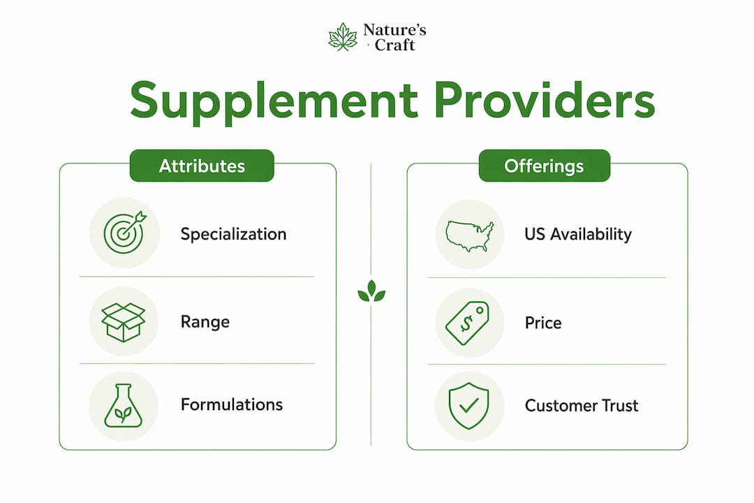 Infographic comparing natural supplement providers