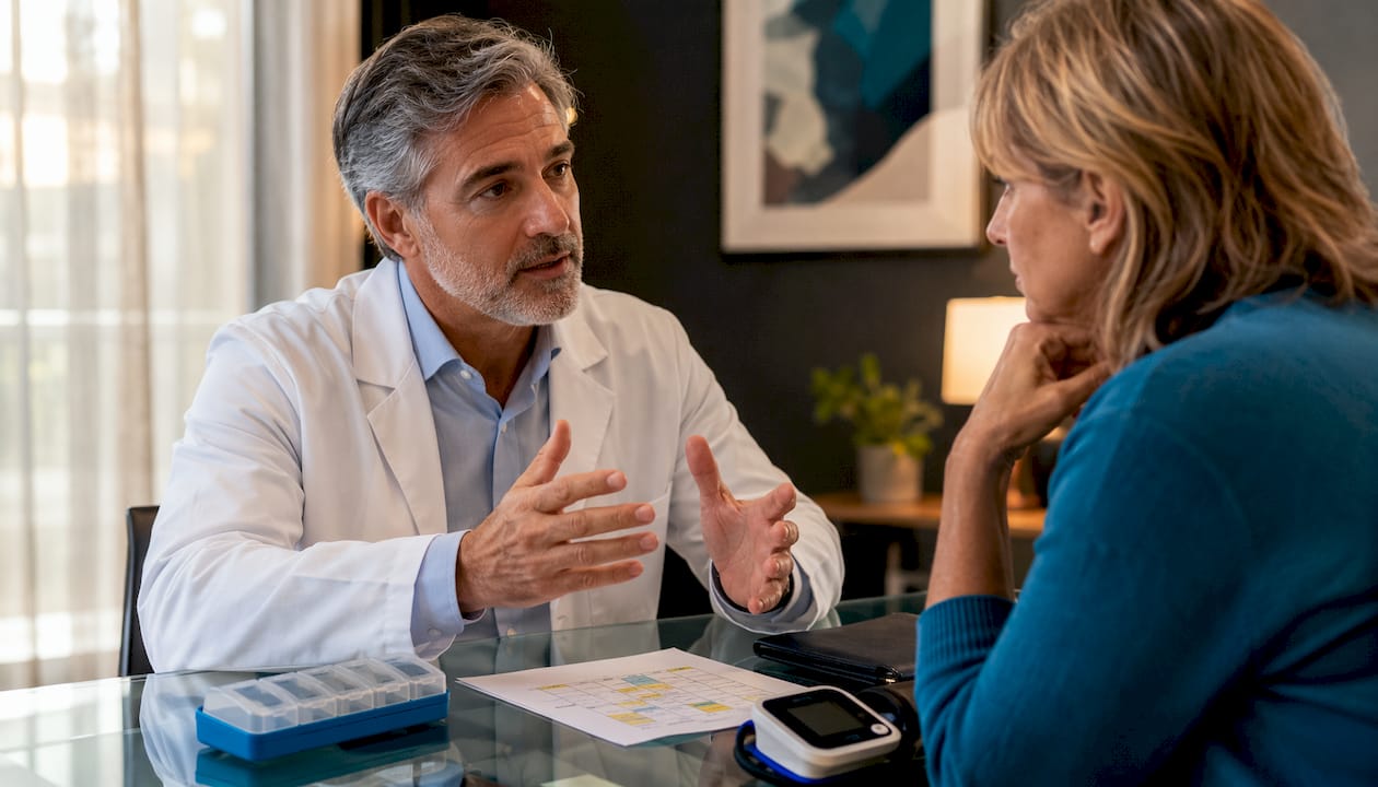 Doctor explaining dosing based on bioavailability