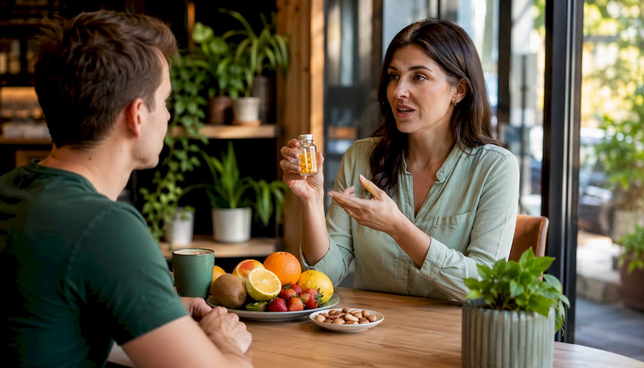 Nutritionist explaining water-soluble vitamin absorption