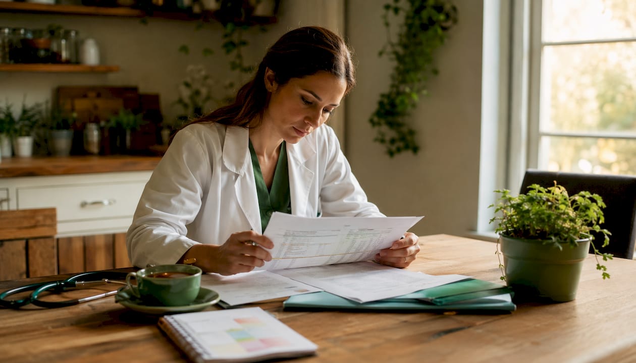 Healthcare professional reviewing lab results