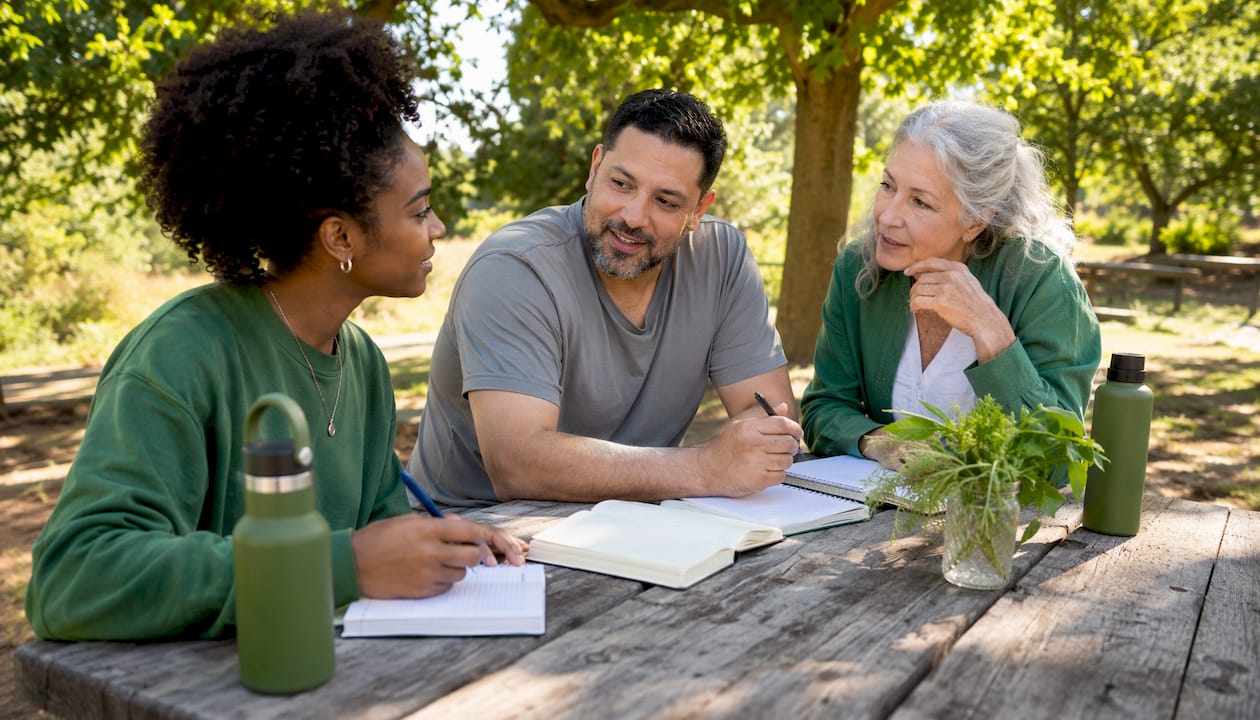 Diverse group discussing bulk supplement alternatives