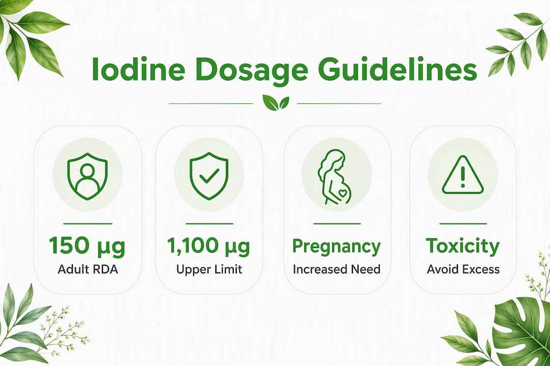 Infographic showing iodine dosage safety levels