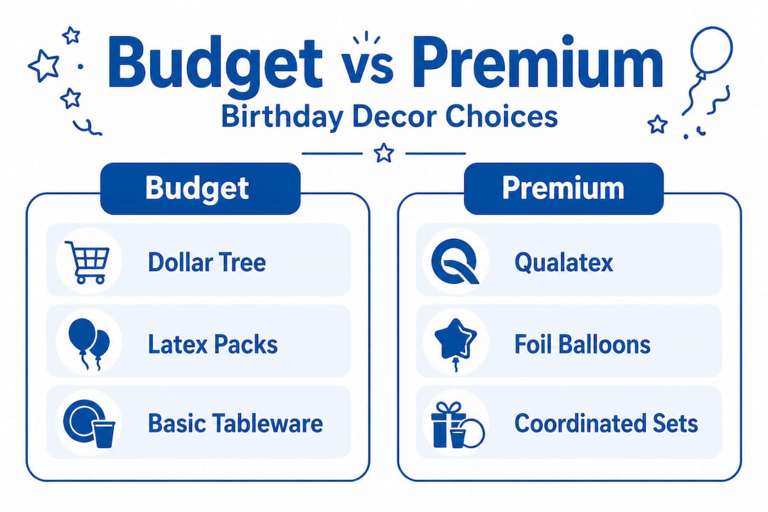 Infographic comparing budget and premium decor choices