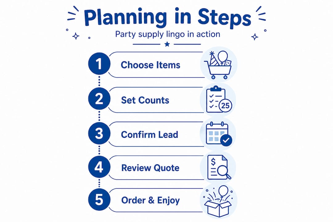 Infographic showing party supply planning steps