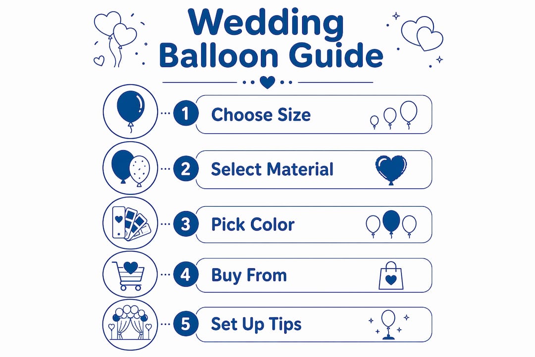 Infographic showing wedding balloon buying and setup steps