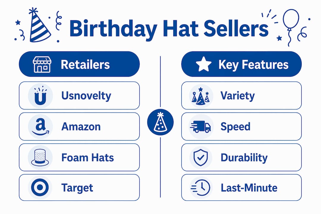 Infographic comparing top birthday hat sellers