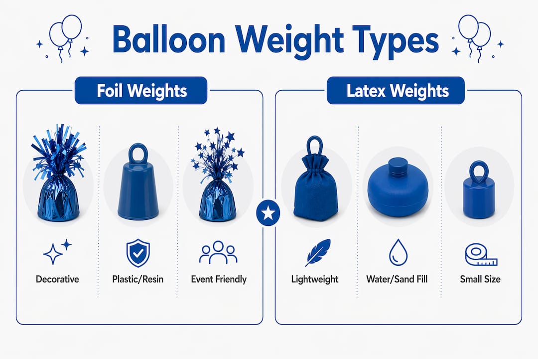 Infographic comparing foil and latex balloon weights