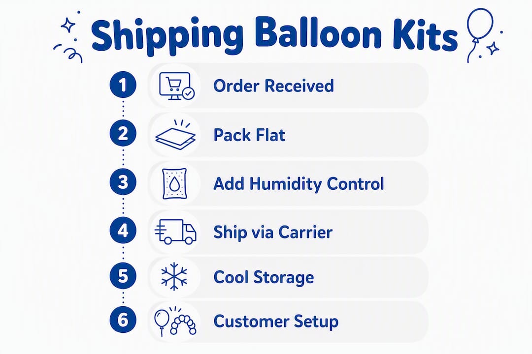 Infographic showing balloon ordering and shipping steps