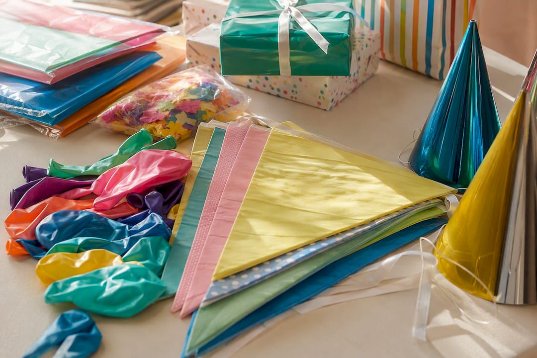 Small sample assortment of party supplies