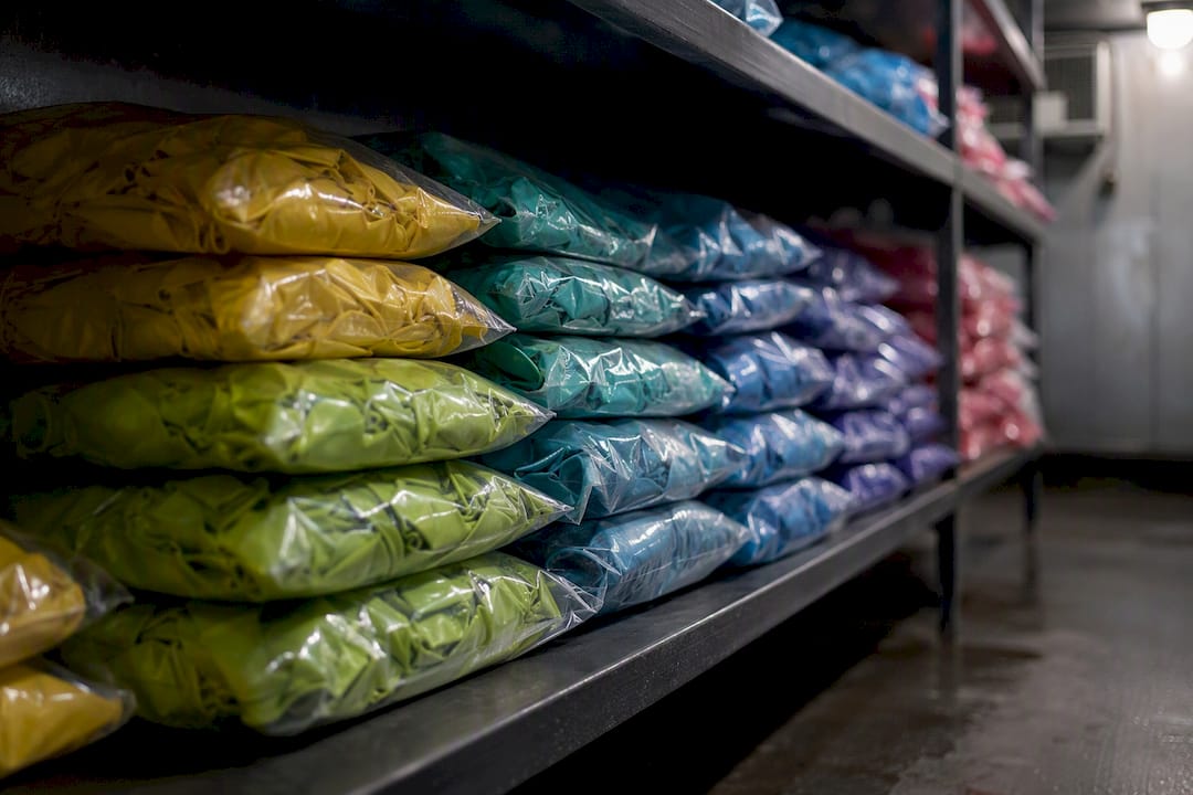Latex balloons packed stored on dark shelf