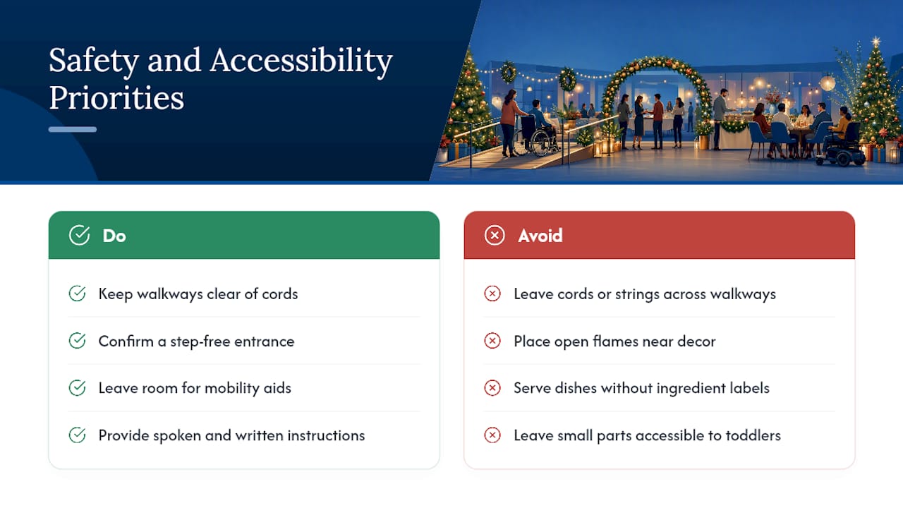 Christmas party safety and accessibility priorities