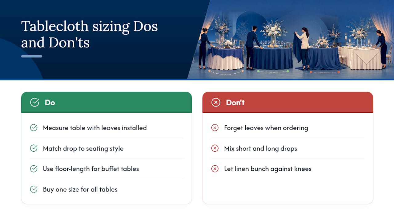 Adjusting Tablecloth Size for Different Seating Arrangements — overview diagram