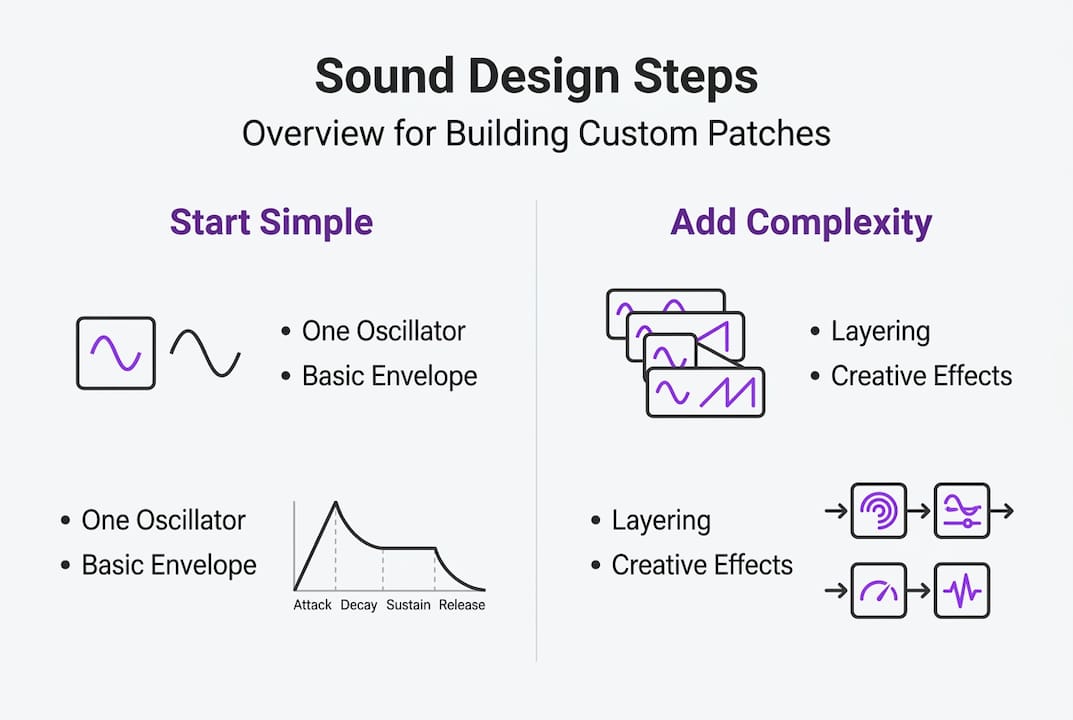 Infographic showing steps for custom sound design