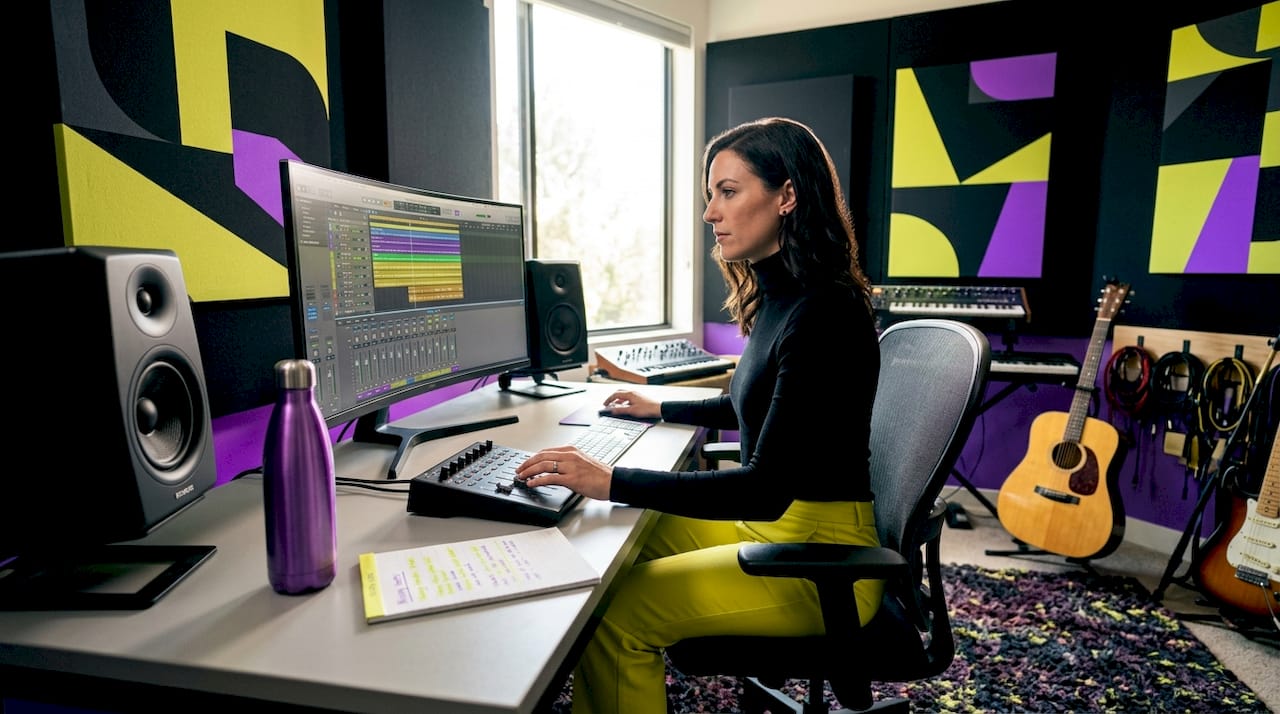 Engineer automating tracks in DAW studio