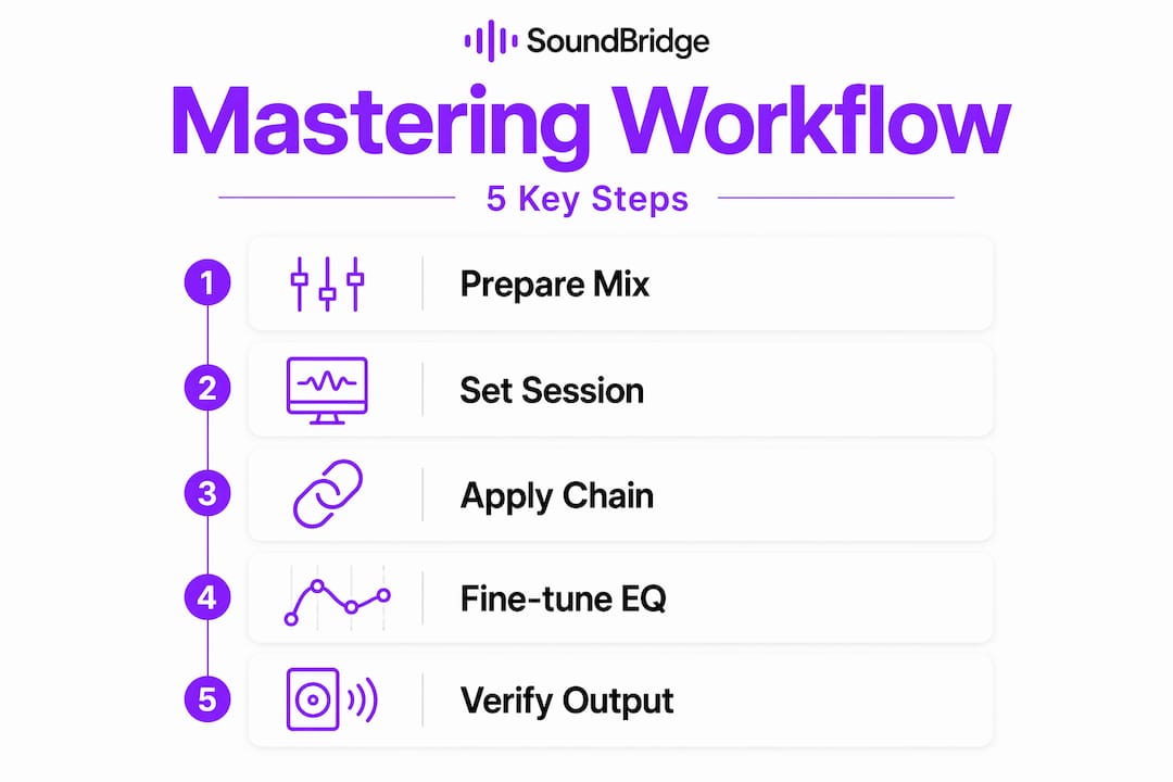 Infographic of 5-step mastering workflow