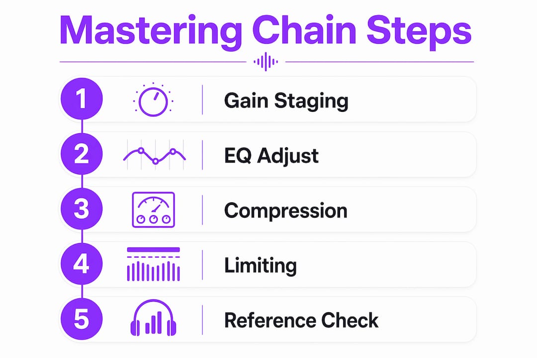 Infographic showing mastering chain step-by-step process