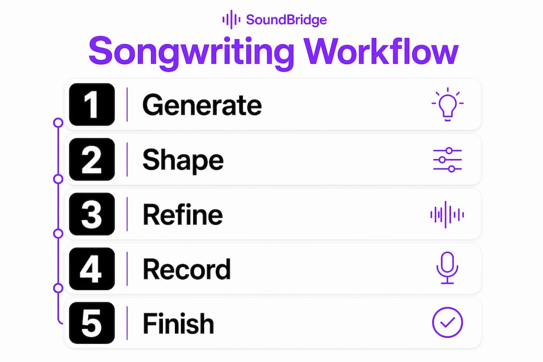 Infographic illustrating songwriting workflow steps