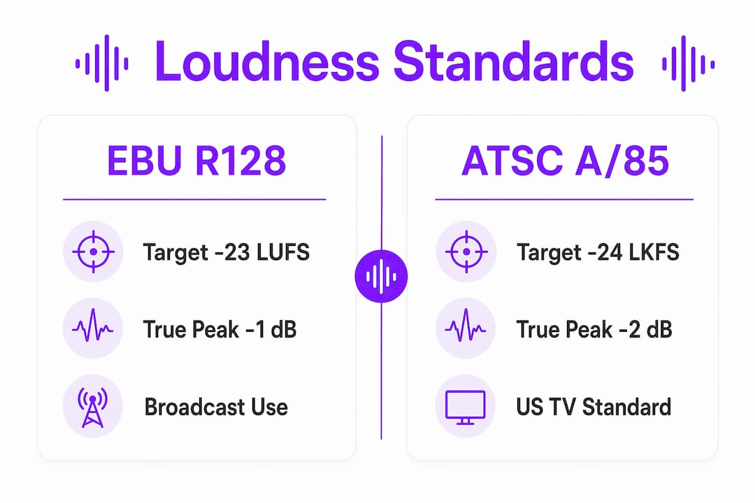 Infographic comparing loudness normalization standards