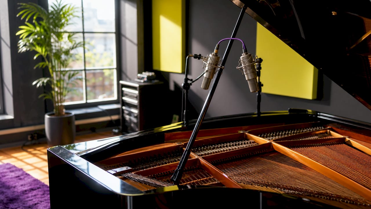 ORTF microphone setup in professional studio