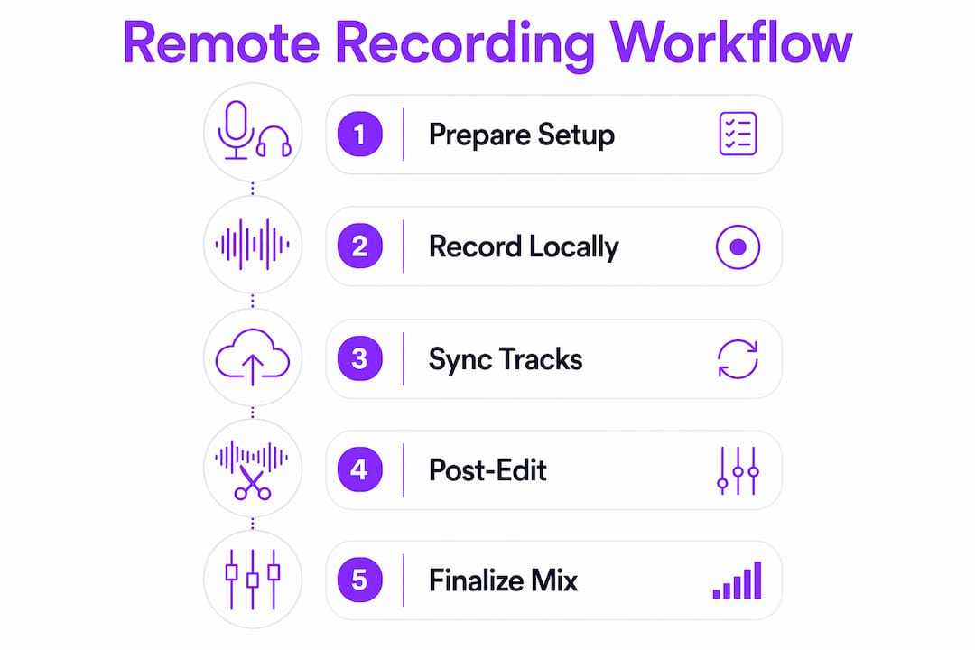 Infographic outlining steps of remote recording workflow