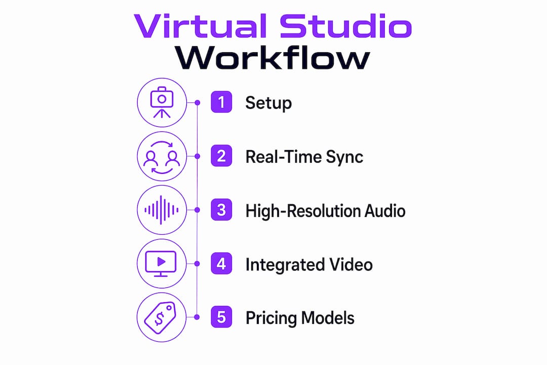Infographic outlining virtual studio workflow key steps