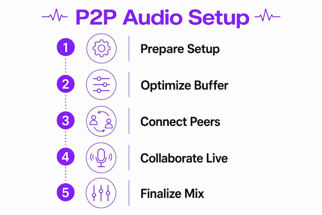 Infographic showing peer-to-peer audio production workflow