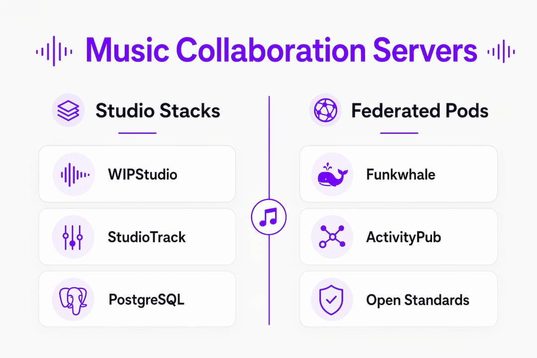 Comparison infographic of music collaboration server types
