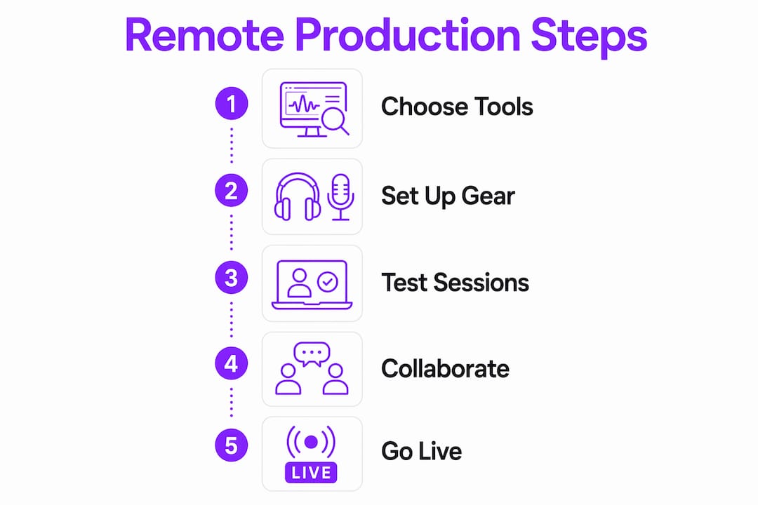 Infographic outlining remote production steps