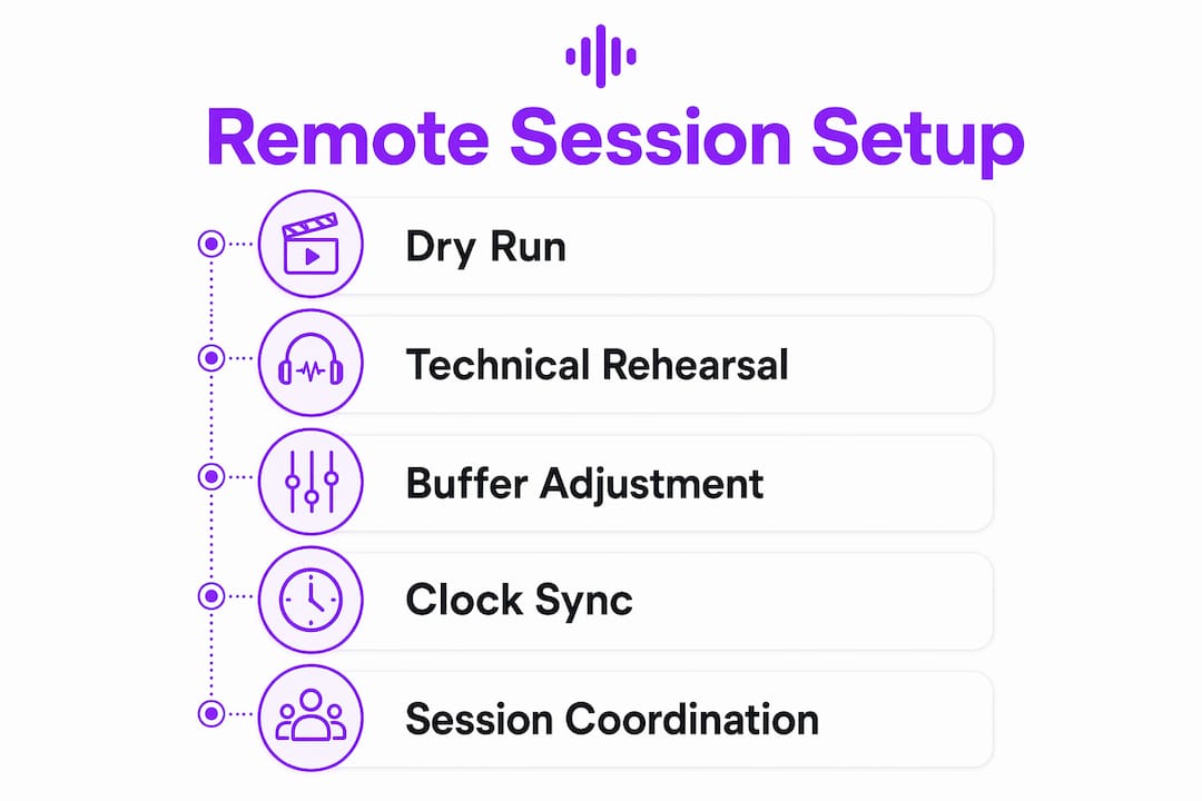 Infographic outlining remote session setup steps