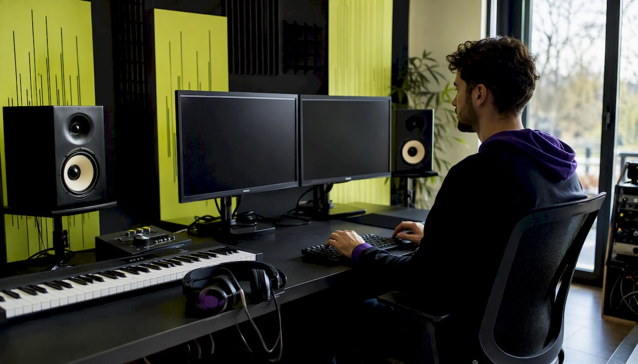 Audio engineer setting up CoTURN server in home studio
