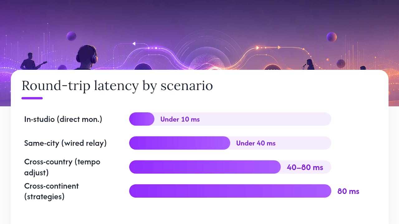 Diagram comparing latency targets in music production scenarios