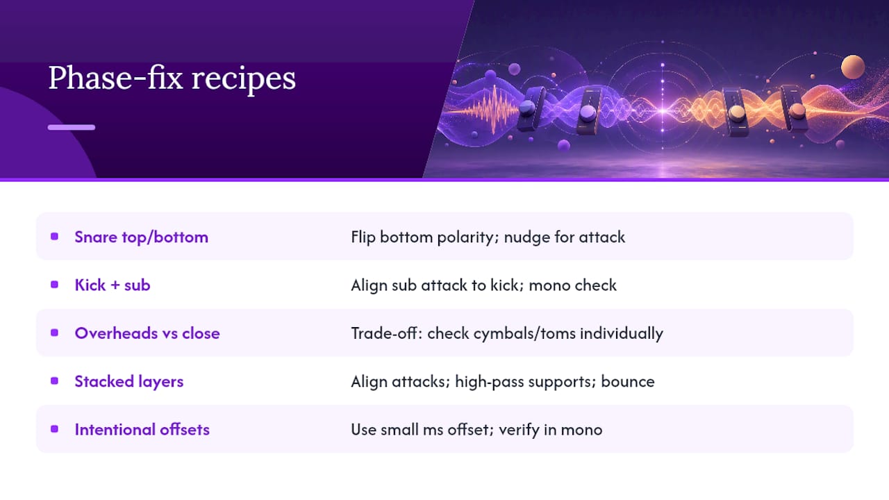 Recipes for Common Phase Problems: Drums, Subs, Overheads, and Stacks — overview diagram