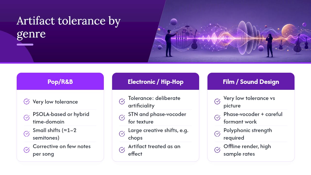 How Have Producers Reduced Artifacts Across Genres? — overview diagram
