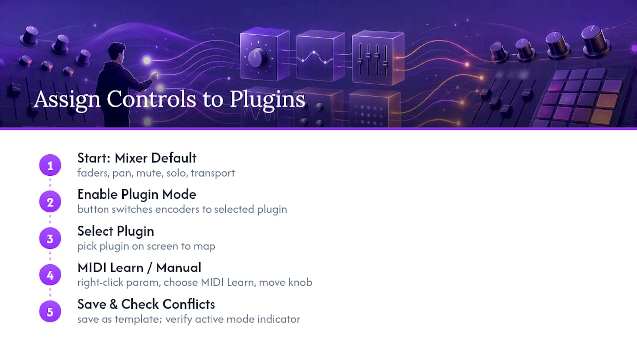 Assigning Controls to Specific DAW Functions and Plugins — overview diagram