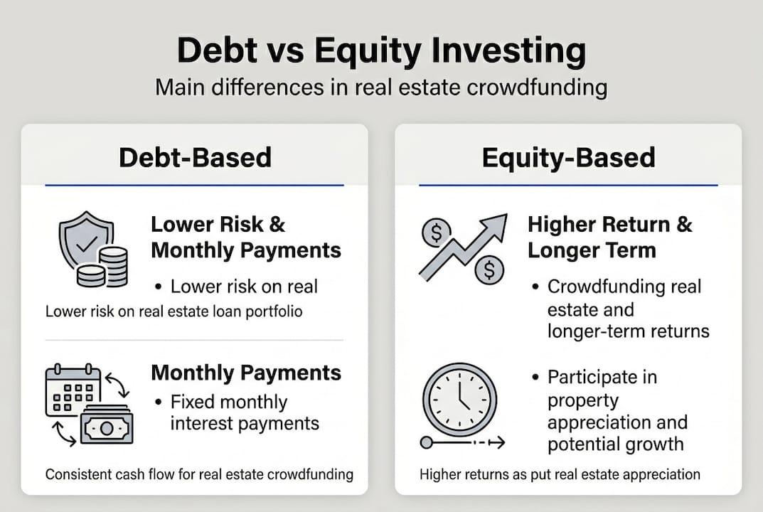 Infographic debt versus equity investing comparison