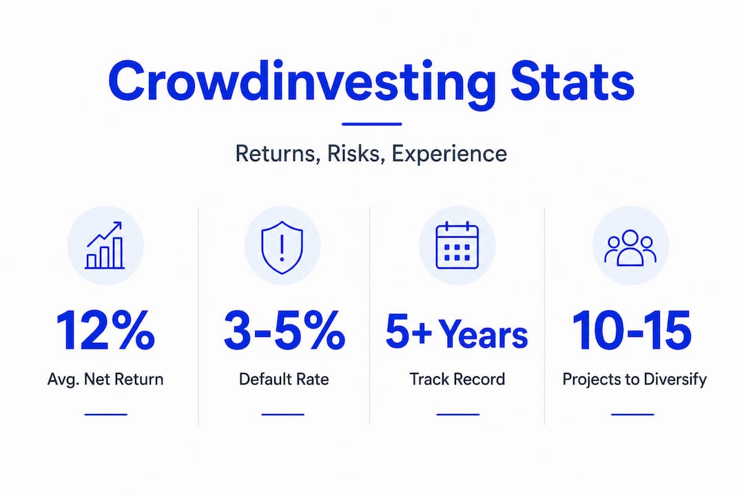 Infographic comparing return, risk, diversification in crowdinvesting