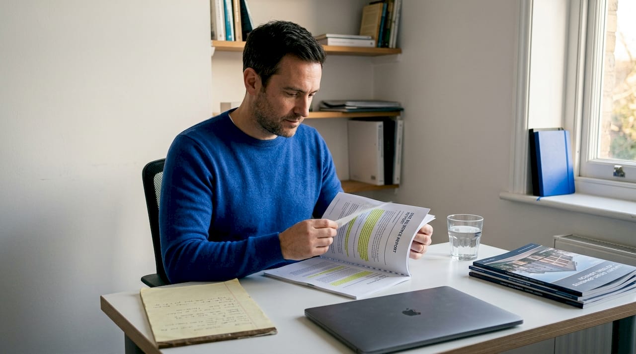 Man reviewing real estate due diligence documents