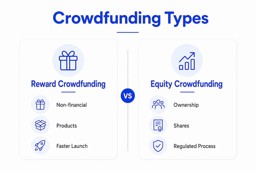 Infographic comparing reward and equity crowdfunding